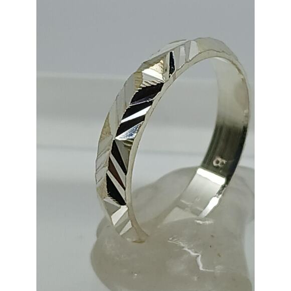 Vintage Ring Size 8.5 Sterling Silver 925 Geometric Design Band - Picture 2 of 4